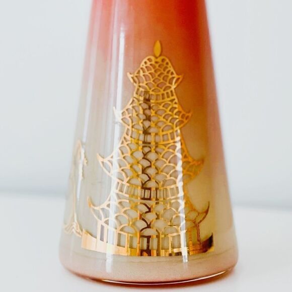 VINTAGE Bartlett Collins Japanese Bud Vase Coral Orange Pink Ombré - Picture 10 of 11